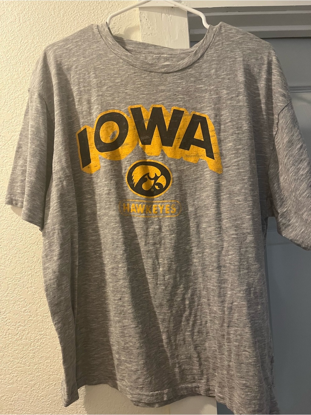 Pro Edge Gray Short-Sleeve Tee with Yellow and Black Iowa Graphic